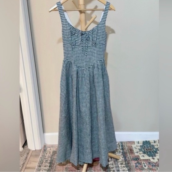 Reformation Balia Linen Dress In Slate Check, brand new, never worn, no flaws. - Picture 7 of 7